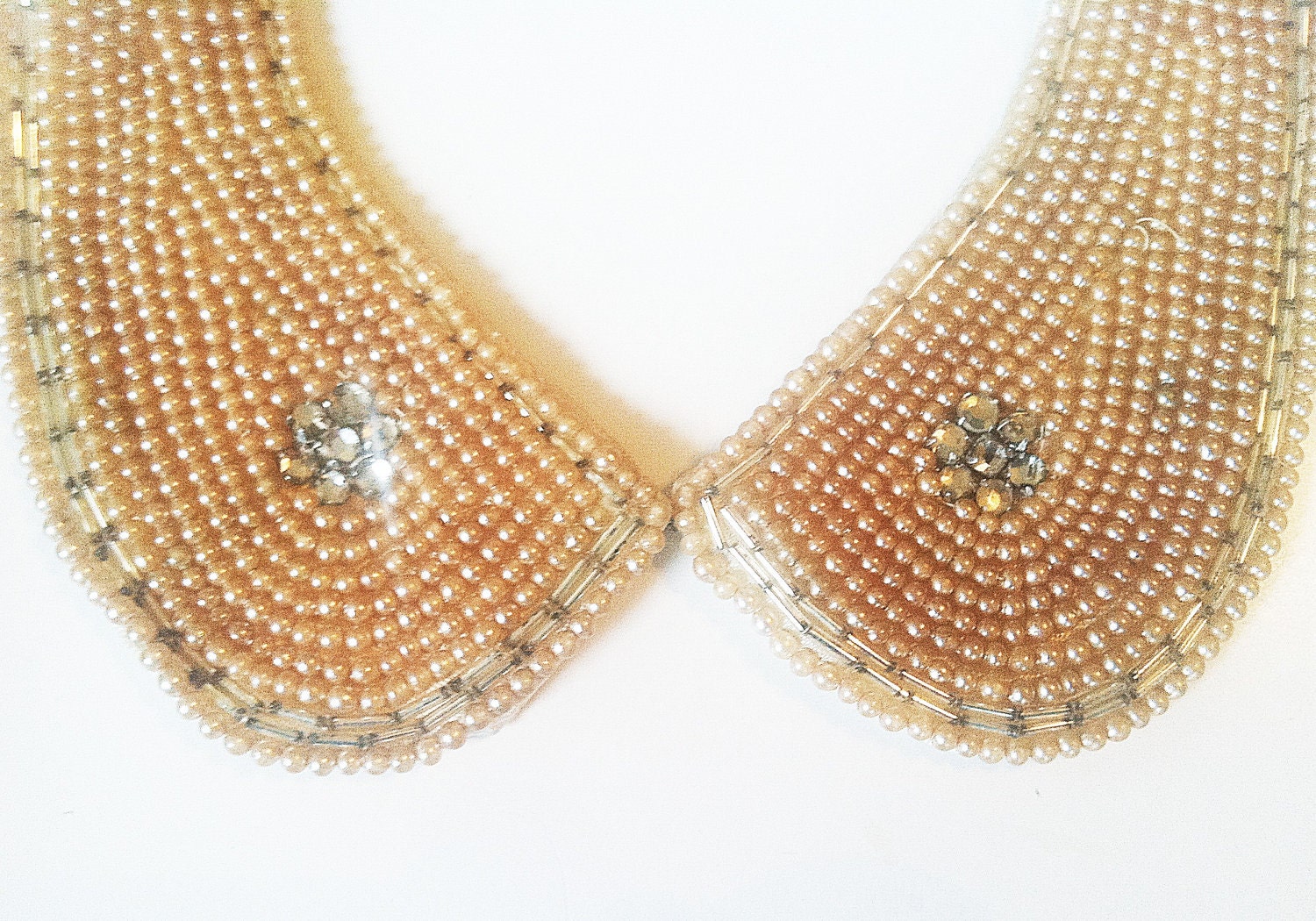 SALE--Vintage Pearl, Sequins & Crystal Choker Peter Pan Collar-Wedding-Antique Pearls-Romantic Vintage Bride