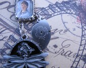 On Sale - STATEMENT NECKLACE - Antique Watch Parts Dragonfly Charm Resin Pendant - Mixed-Media Collage - Steam Punk