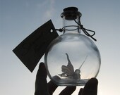 Fairy Bottle - Silvermist Faerie, Translucent with Black Wings MADE TO ORDER
