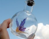 Fairy Bottle - Toadstool Faerie, Light Orange with Purple Wings MADE TO ORDER