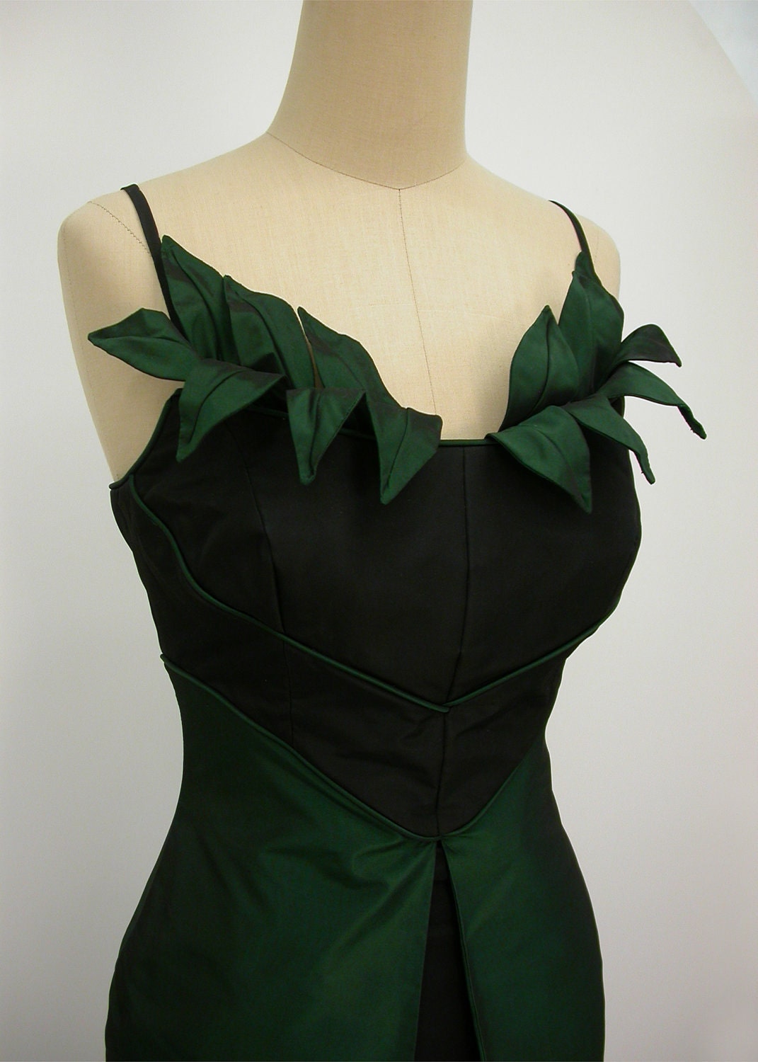 Evening dress "leaf " silk taffeta