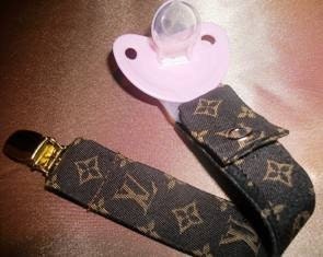 Items similar to Sew Designer Inspired Louis Vuitton Pacifier Clip Holder on Etsy