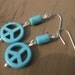 Turquoise Hippie Boho Peace Sign Earrings