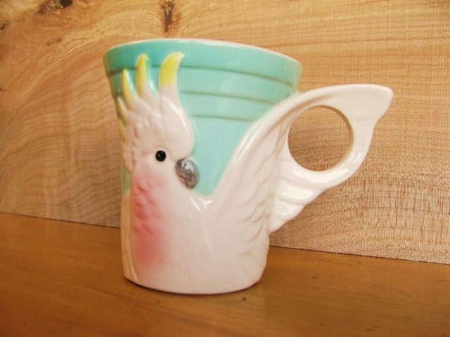 colourful retro bird mug /coffee cup