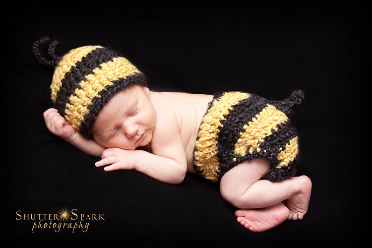 PDF CROCHET PATTERN Baby Bumblebee Newborn Hat And Diaper Cover Photo Prop Set Sell What You Make