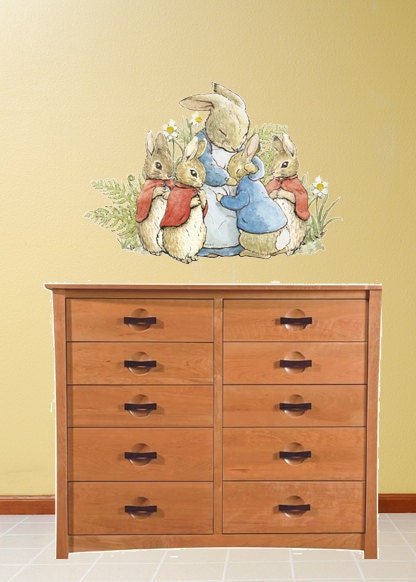 Peter Rabbit Family Hug Wall Decal Peel and STick Wall Sticker Mural Repositionable