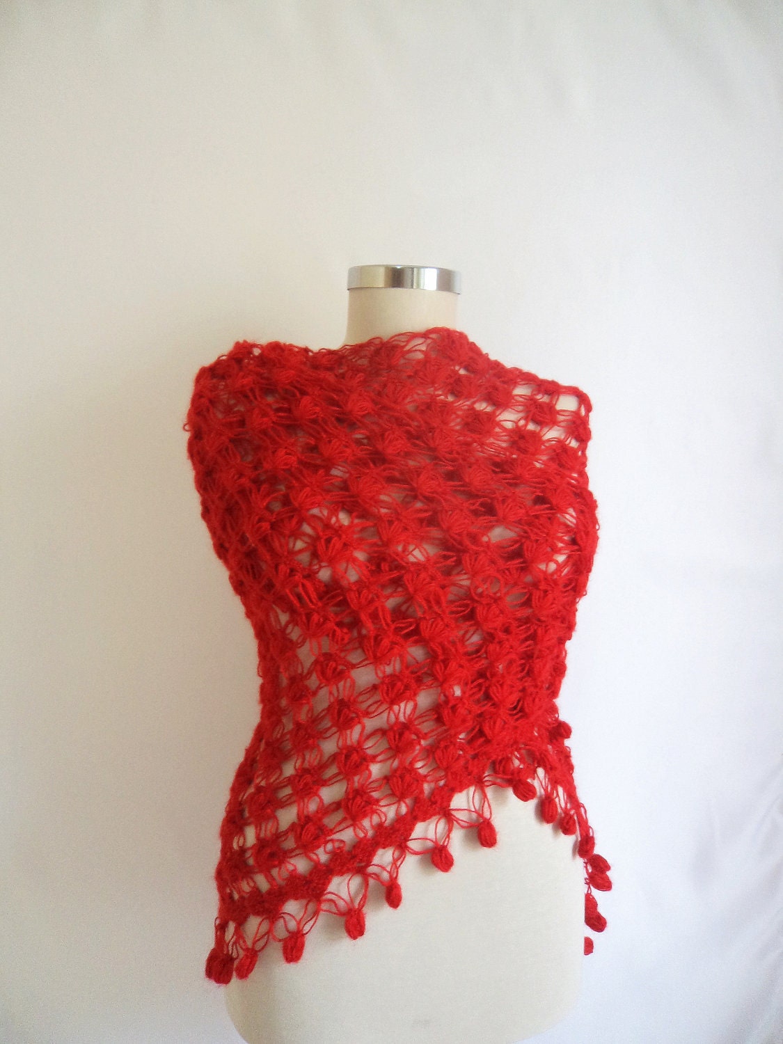 spring RED CROCHET SHAWL ,Triangle ,warm ,scarf ,bolero, holiday, valentine ,day love, gift for her,cowl,collar,wrap,fashion,color