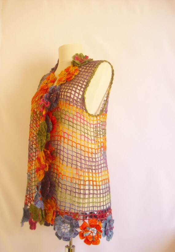 Reserved for (Ana Cantero) only - ( multicolor Shawl woman, handmade   Stole  crochet Bolero trend summer fashion poncho stole wrap warm)
