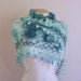 FREE SHIP 1 USD Ocean Blue -White Spring Flower Mohair Triangle Shawl