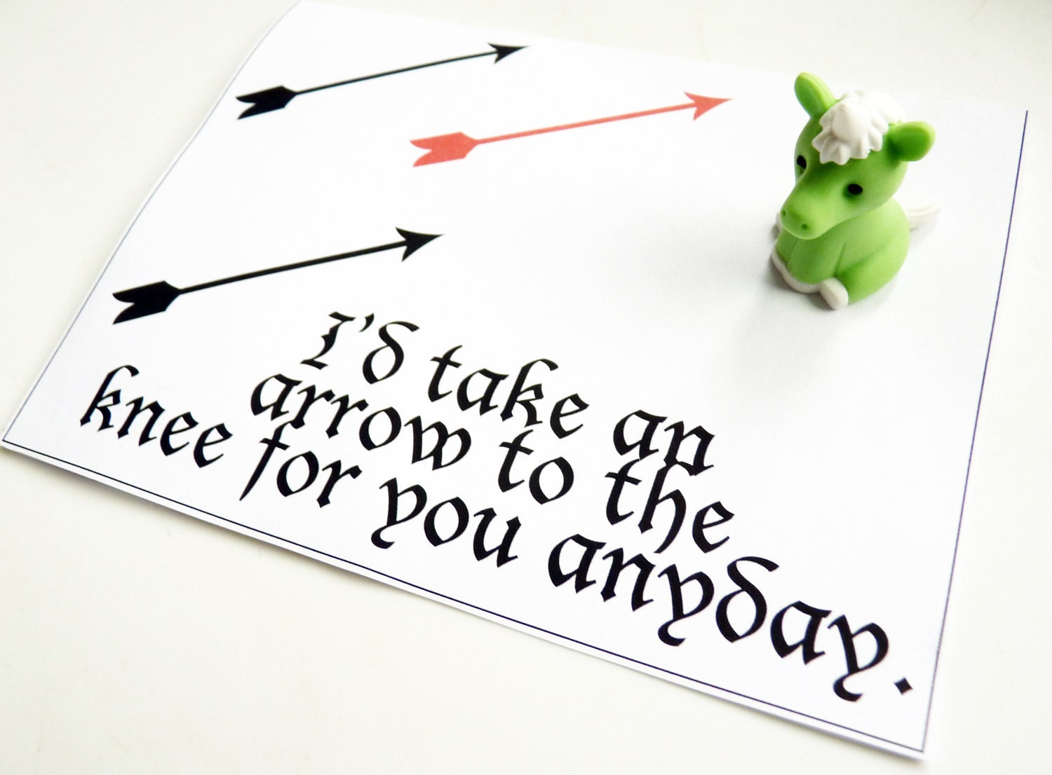 Arrow to the Knee - Black, Red, White Geeky Love Video Game Skyrim Card