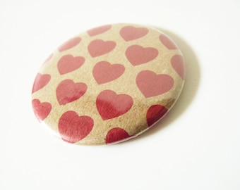 Hearts Everywhere - Brown Kraft Paper & Red Heart Pocket Mirror - Perfect for Bridesmaid Gifts, Party Favors