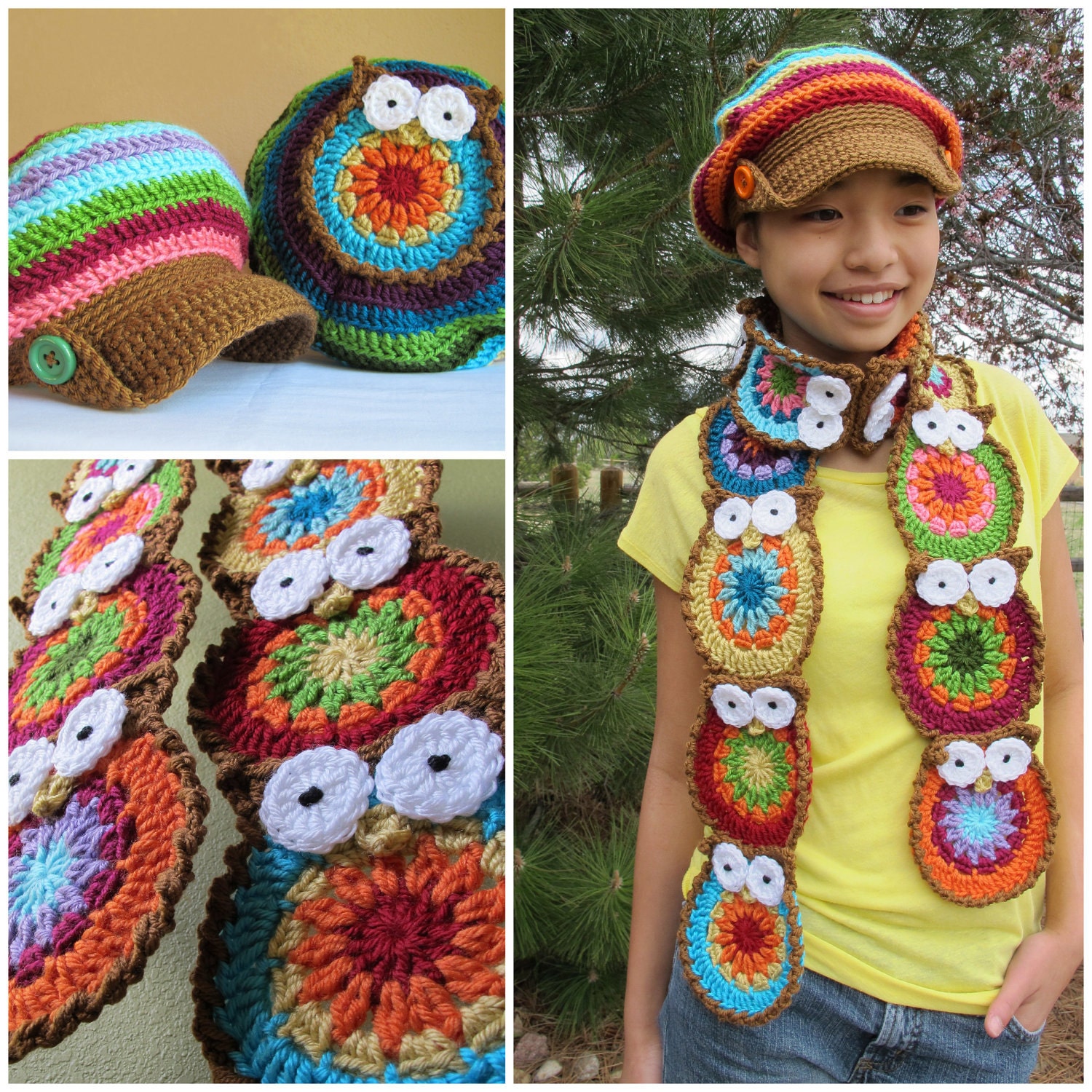 2 Crochet Patterns - B HOO UR Scarf & Hat - Instant PDF Downloads