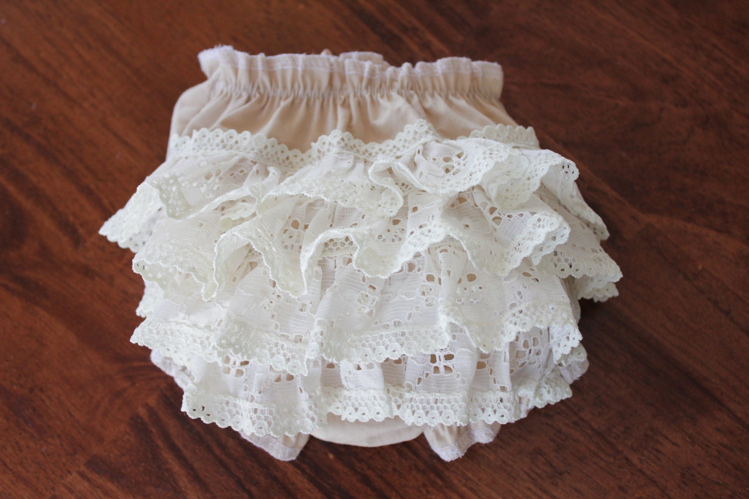 Vintage Tea Stained Cream & Ivory Diaper Cover