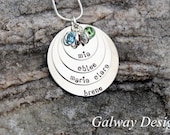 4 disc hand stamped mothers necklace