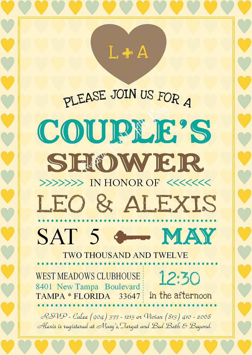 Vintage Wedding Shower, Couples Shower Jack and Jill Invitation CUSTOM COLOR Il_170x135