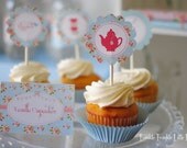 Blue Floral Shabby Chic Tea Party Cupcake Toppers Il_170x135