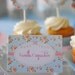 Blue Floral Shabby Chic Tea Party Collection Customized Buffet Tent Cards