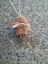 Wine cork charm necklace