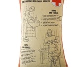 British Red Cross Upcycled Tea Towel Cushion First Aid
