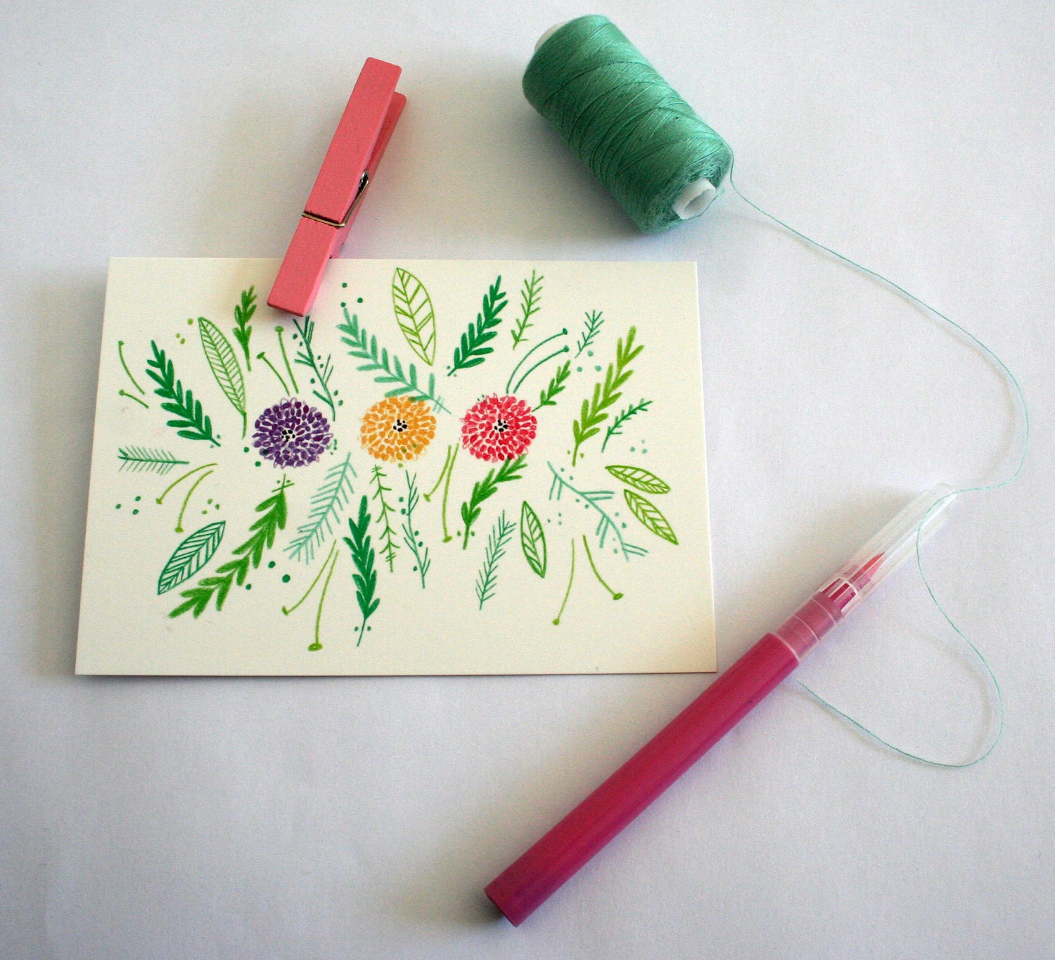 Items similar to Floral postcard on Etsy