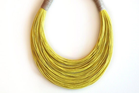 Yellow and Light Olive Sunny Statement Necklace Spring - Summer Collection
