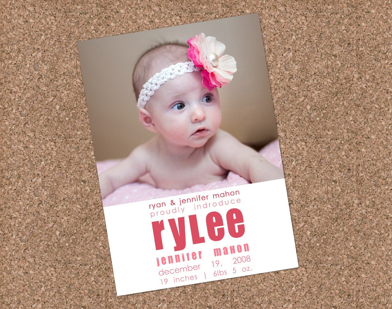 Custom Photo Birth Announcement - Rylee