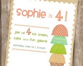 Custom Ice Cream Social Birthday Invitation - Girl - customize scoops for any age (DEPOSIT)