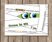 Mummy Halloween Invitation- perfect for a Halloween party, costume party or monster birthday party(DIGITAL FILE))