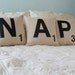 Set of Three SCRABBLE LETTER decorative pillow cushion covers -- NAP Ready to ship