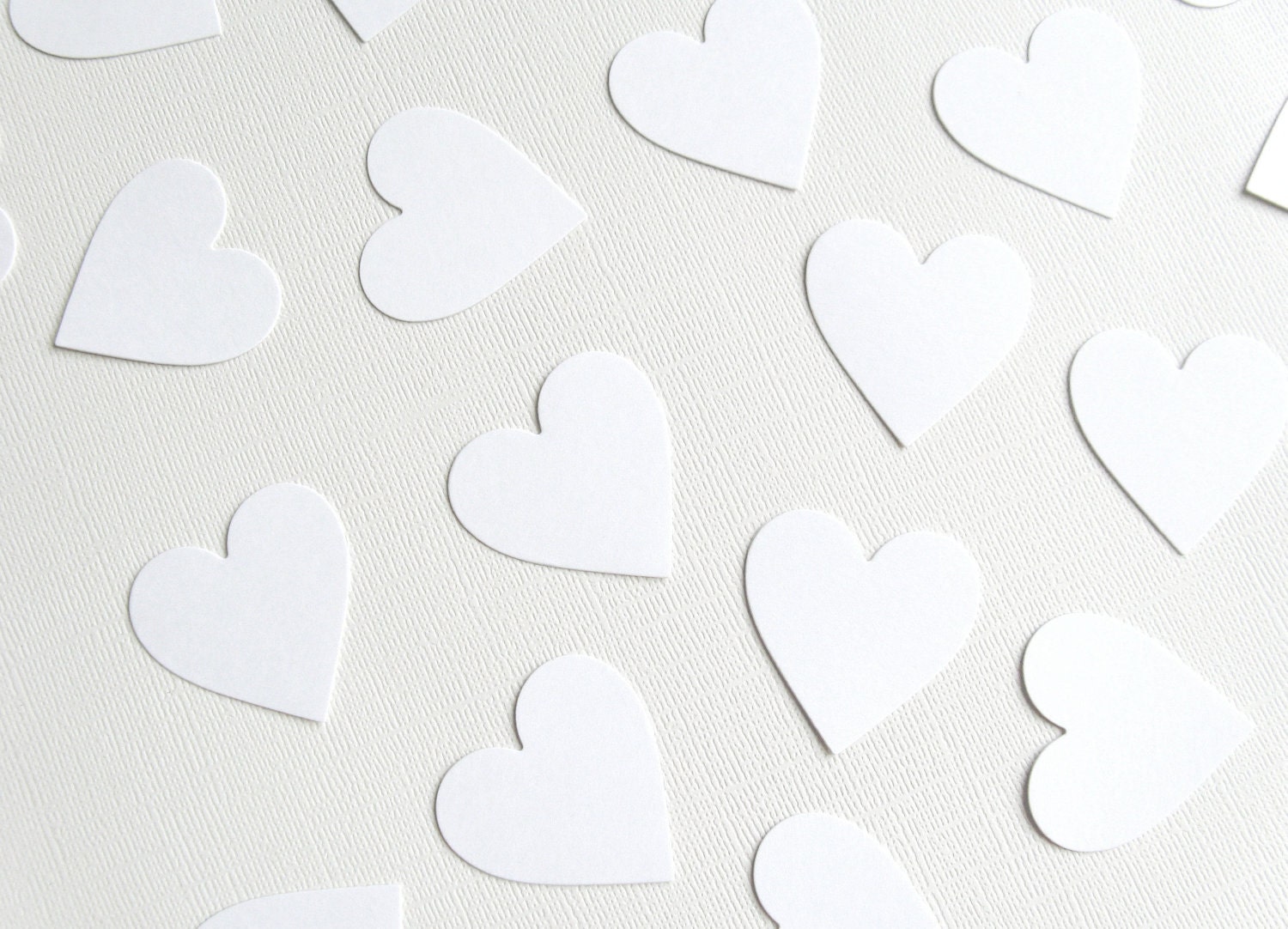 100 Handmade Large Die Cut Hearts, White, Confetti, Embellishments, Weddings