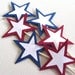 18 Cupcake Toppers, Red White and Blue Stars, Party Decor, Memorial Day, 4th of July, Patriotic