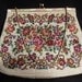 VINTAGE Floral Needlepoint Purse With Mother Of Pearl Trim