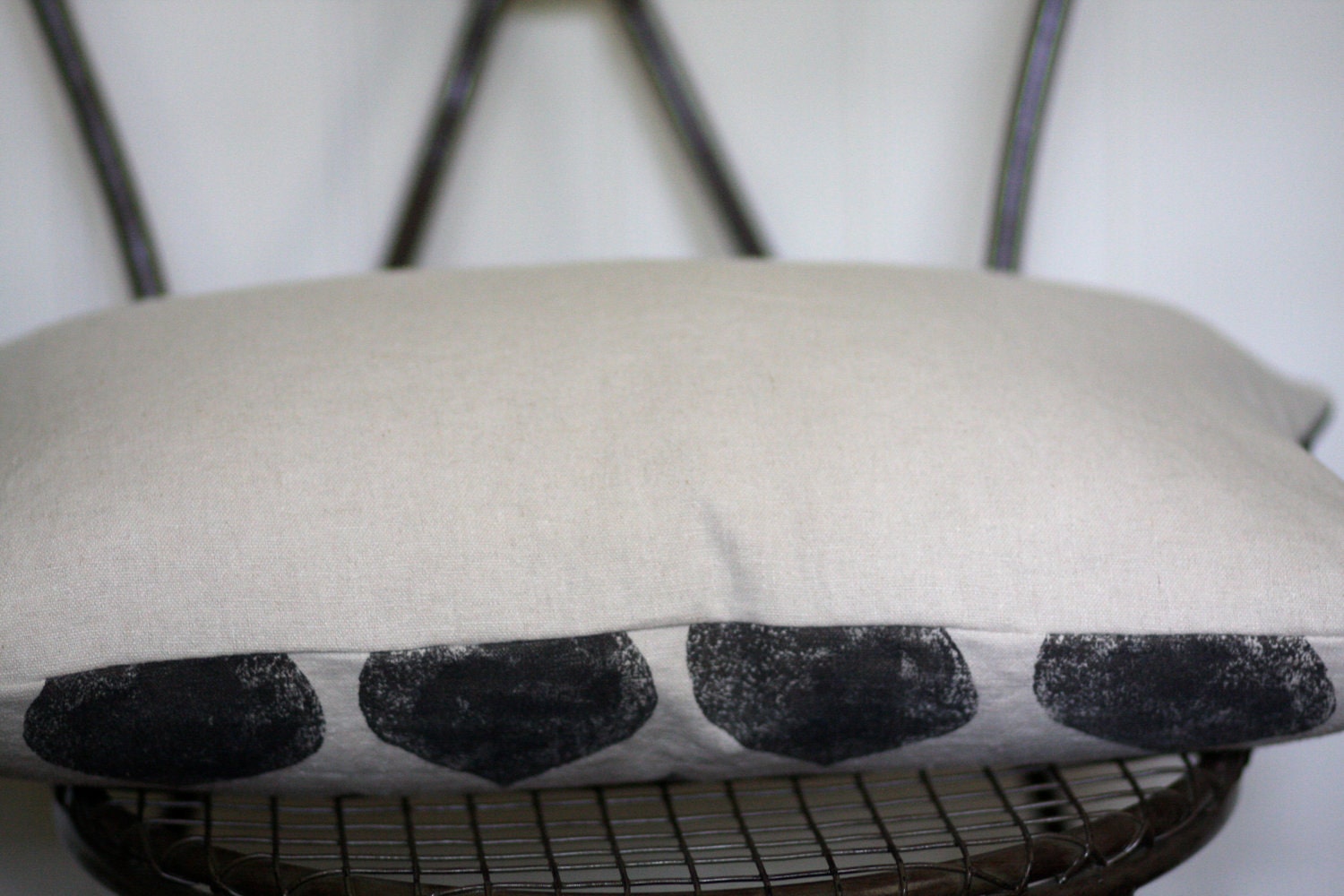 chocolate brown block printed hemp lumbar pillow cover 12 x 21