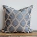 Throw pillow cover- Aya Metallic silver hand printed on greige organic hemp 20x20