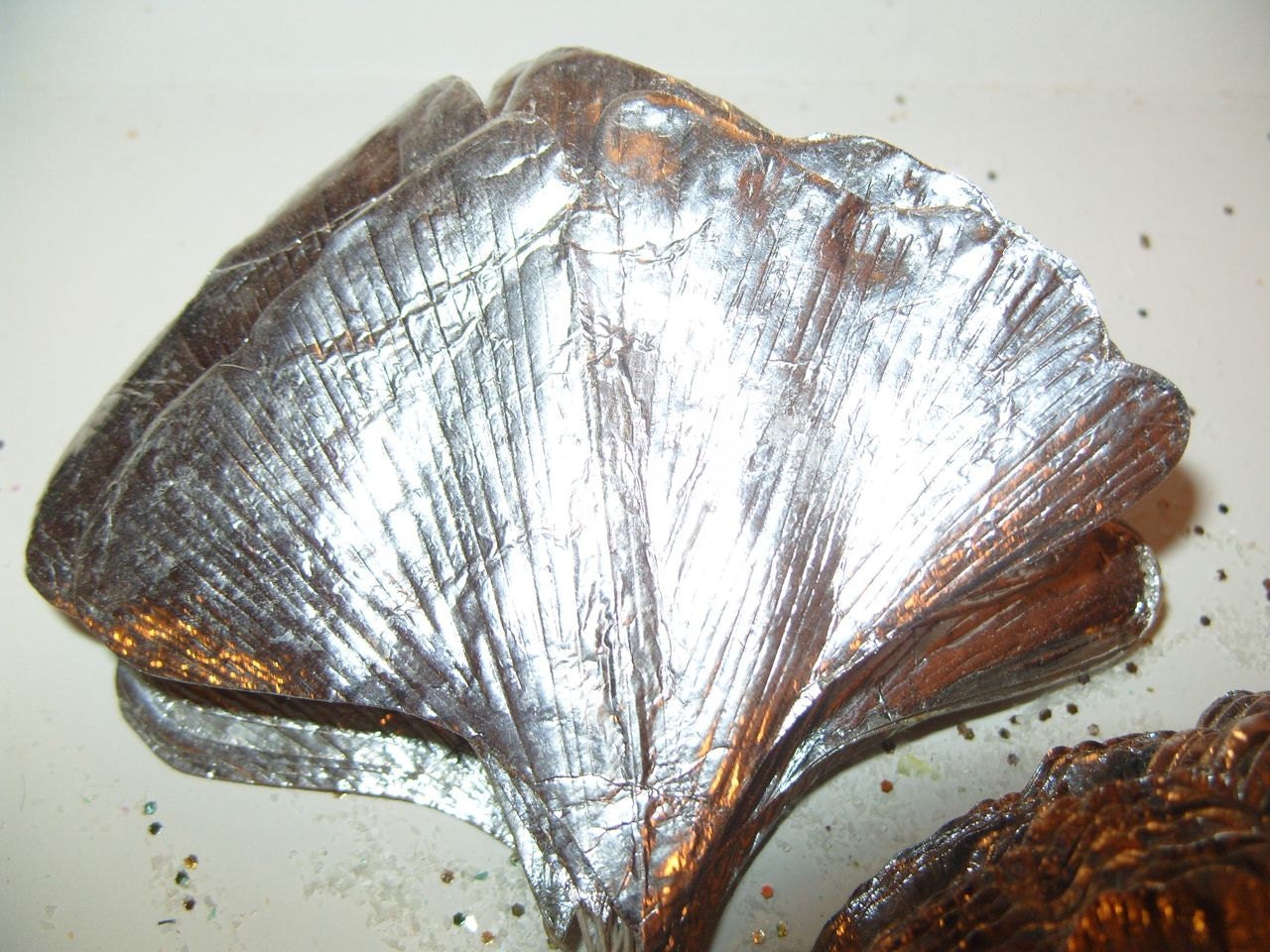 SILVER Metallic Millinery Flower Wreath Art Craft Corsage Foil GINKGO Home Decor Leaves