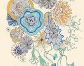 Print Fantasy Flowers From an Original Drawing