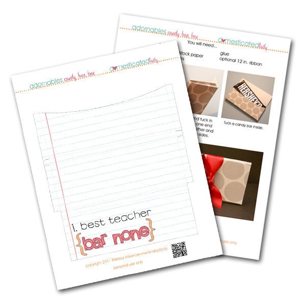 Printable Candy Bar Box for Best Teacher, Teacher Appreciation