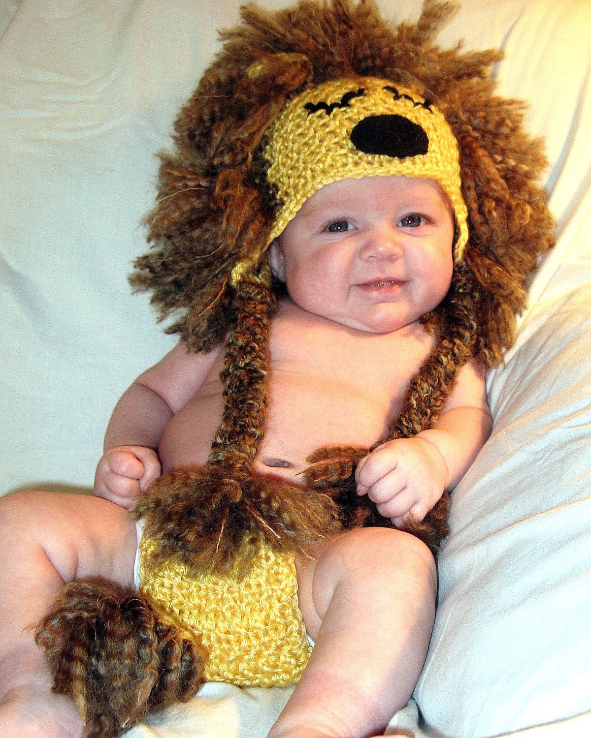 Lion hat and diaper cover costume or photo prop 'King of the Jungle'