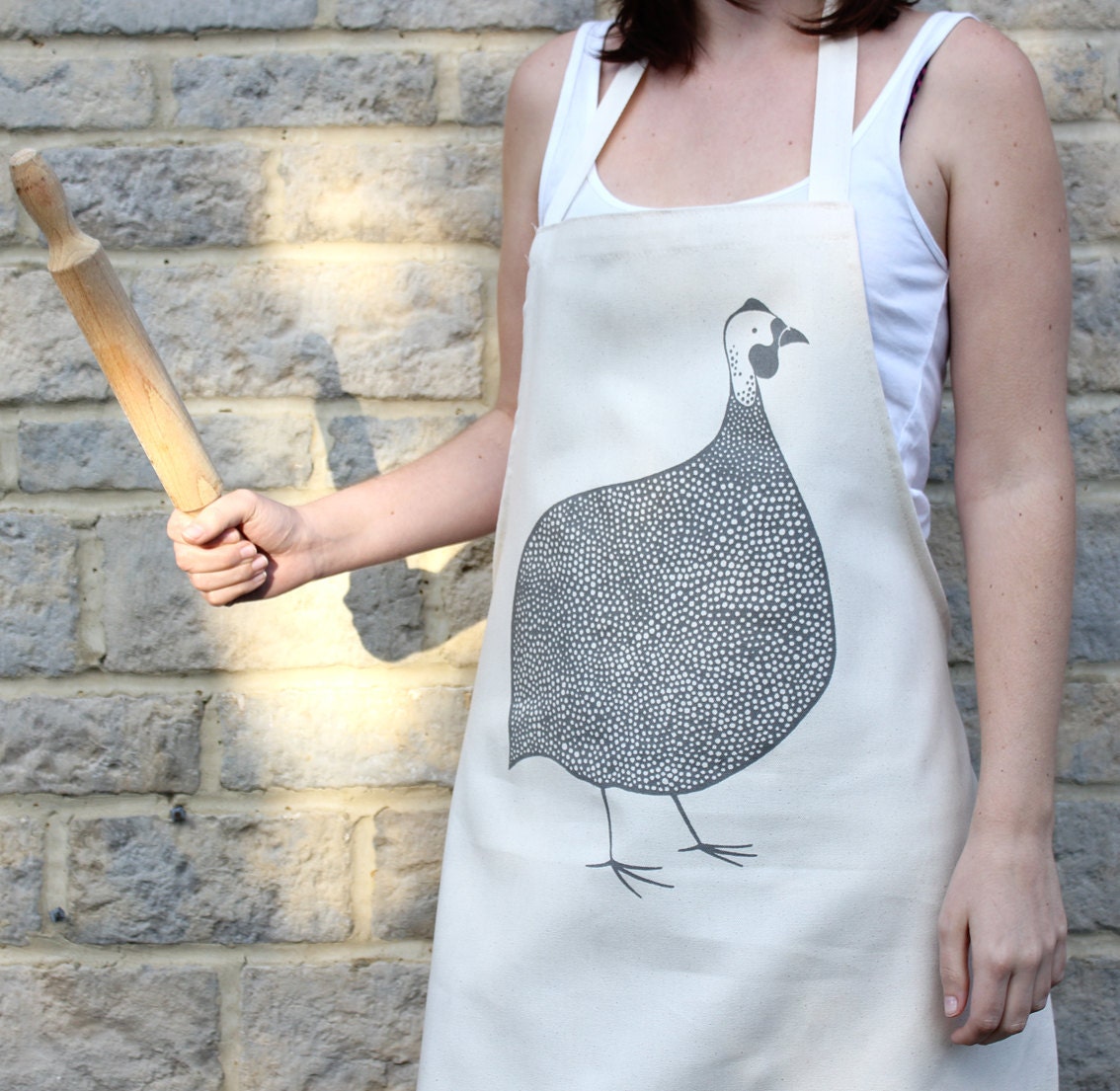 Hand Printed Guinea Fowl Apron