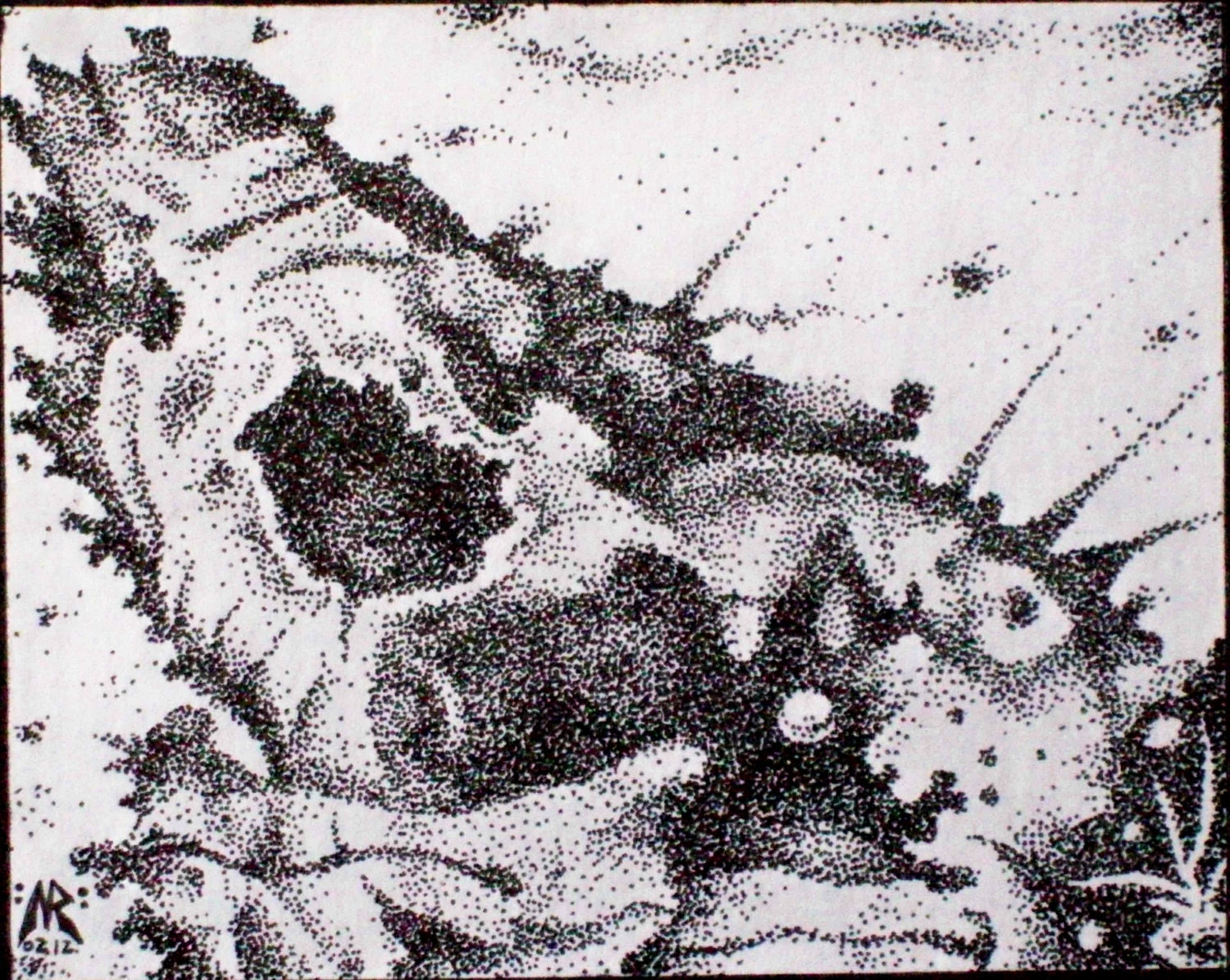 Some Sort of Creature (original stippled ink drawing) - NRarts