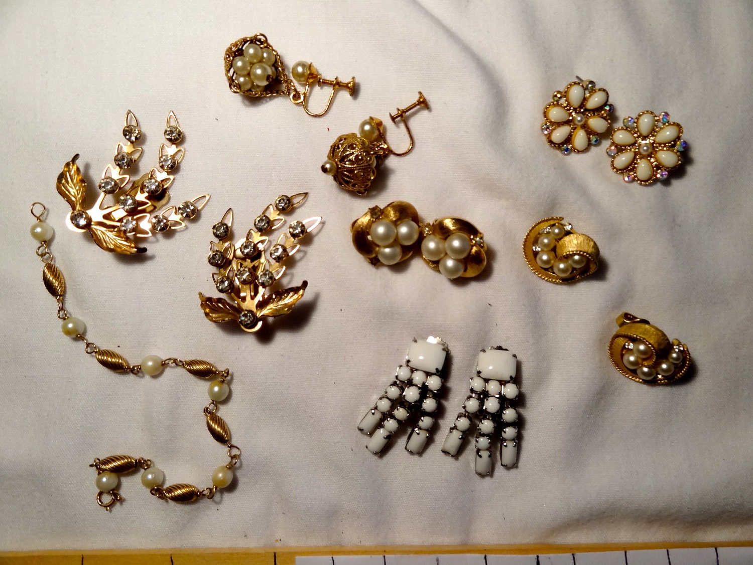 collection of vintage clip on earrings