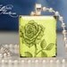 ROSE (GREEN) - Pendant from a Scrabble Game Tile with Ball Chain Necklace, handmade by Frilly Chili
