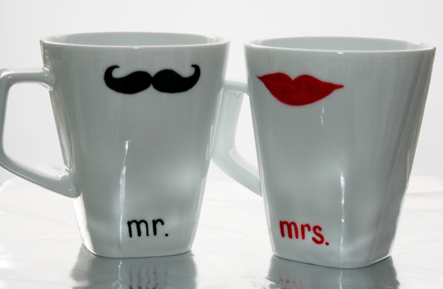 Mr. and Mrs. Mustache/Lips  Mugs