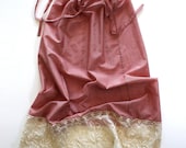 Petticoat Skirt Cotton Victorian / Red Ivory Vintage Lace / Medium - Nina Souvenir Skirt