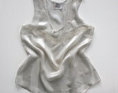 Camisole Silk Lace Tank Top Lingerie / White Ivory Stripe Chevron Vintage Jacquard / Extra Large - Isadora Deco Camisole