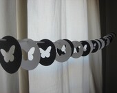 Party Garland, Black and White Butterfly Garland  8 ft -wedding-shower-party decorations