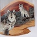 Reserved for Lori-Watching -original acrylic  painting of wolfs  on cedar
