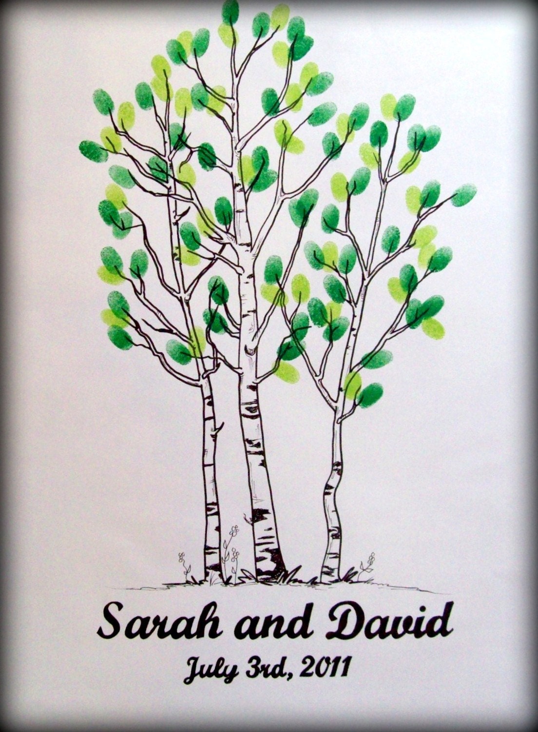 Aspen Grove Wedding Tree Fingerprint Guest Book Alternative (Small, 80 Guests)  24 x 18