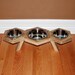 Pet Diner - Double feeder with Center Water Bowl - Barnwood - Small