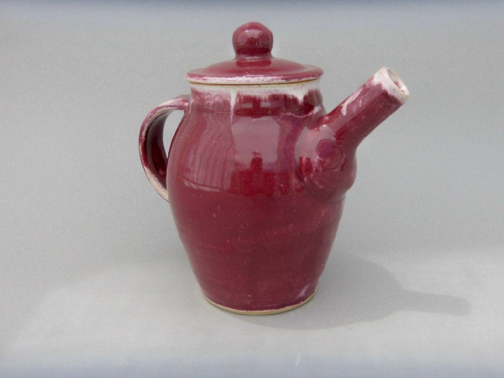 Cranberry Red Teatime Ceramic Teapot